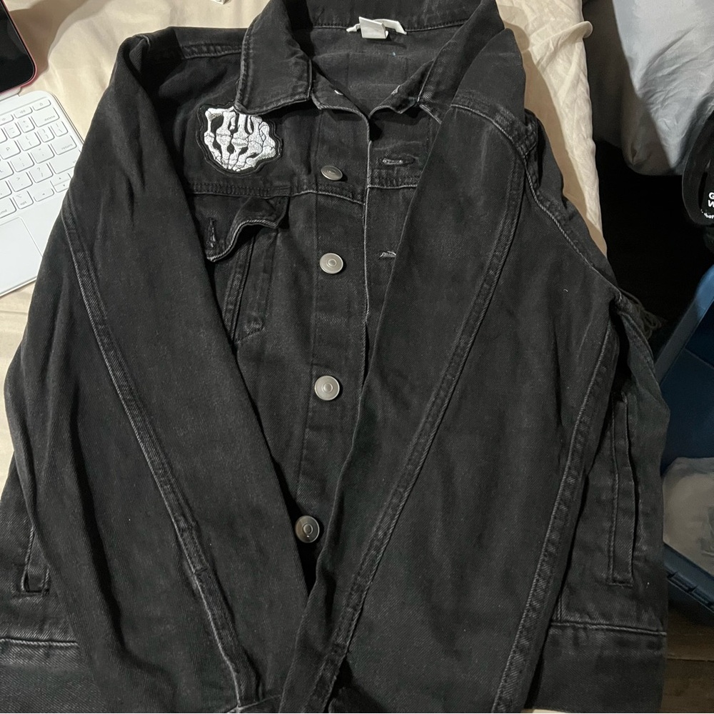 H&M Black Jean Jacket with White Patch